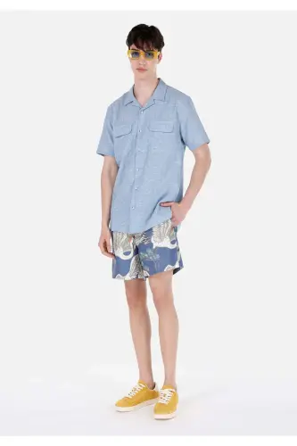 Blue men's shirt, short sleeves. - 3