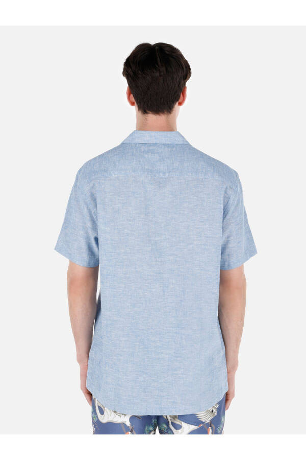 Blue men's shirt, short sleeves. - 2