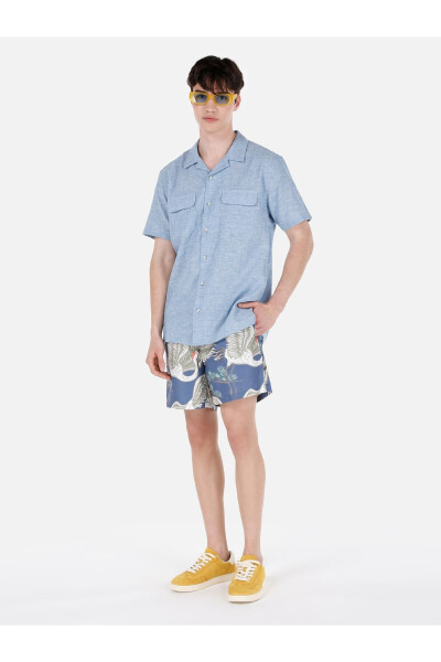 Blue men's shirt, short sleeves. - 3