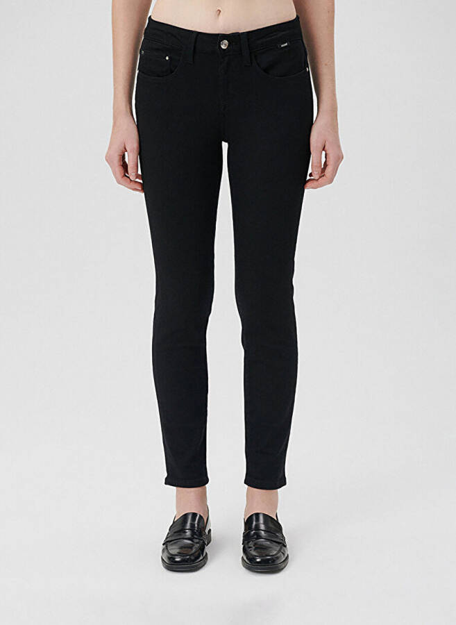 Blue Normal Waist Straight Leg Boyfriend Black Women's Denim Pants M1020586397 ADA Double Black 90'S - 3
