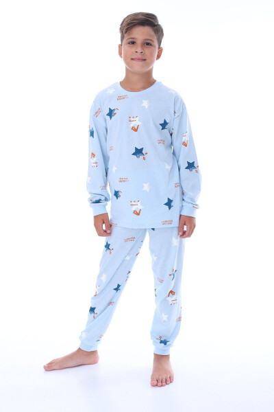 Blue Pajama Set with Star and Note Pattern - 2