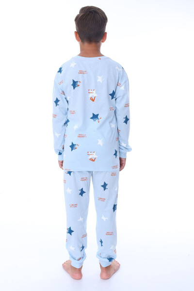 Blue Pajama Set with Star and Note Pattern - 5