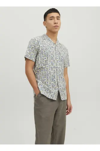 Blue patterned men's shirt - 5