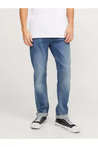 Blue plain men's jeans - 1