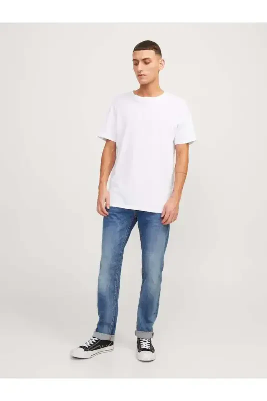 Blue plain men's jeans - 7