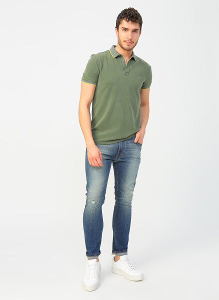 Blue Plain Olive Green Men's Polo T-Shirt 065920-30721 POLO Olive Green - 2