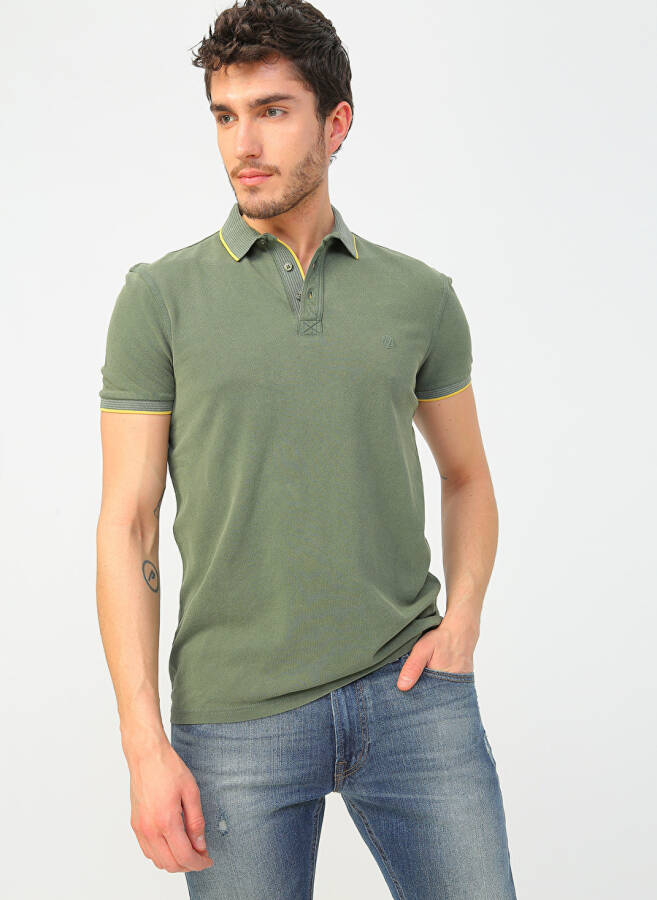 Blue Plain Olive Green Men's Polo T-Shirt 065920-30721 POLO Olive Green - 3