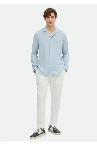 Blue Plain Regular Fit Woven Classic Shirt - RAMSEY (1)