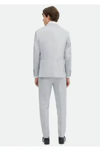 Blue Plain Zeroweight Slim Fit Cotton Blend Suit - 7