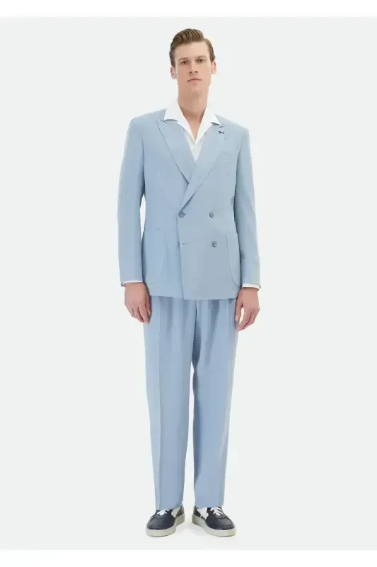 Blue Plain Zeroweight Slim Fit Suit - 2
