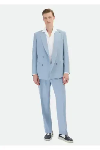 Blue Plain Zeroweight Slim Fit Suit - 3