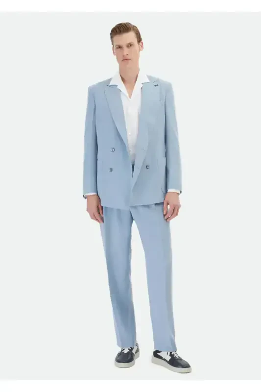 Blue Plain Zeroweight Slim Fit Suit - 3