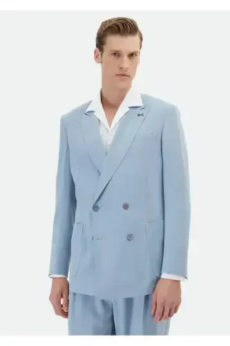 Blue Plain Zeroweight Slim Fit Suit - 5