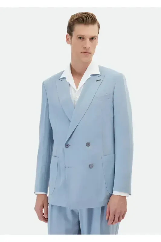 Blue Plain Zeroweight Slim Fit Suit - 5