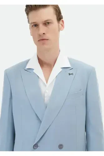 Blue Plain Zeroweight Slim Fit Suit - 6