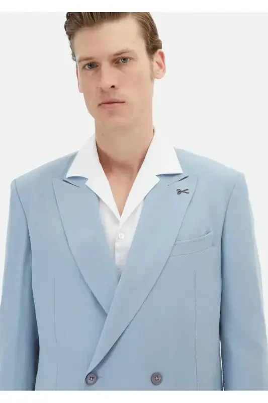 Blue Plain Zeroweight Slim Fit Suit - 6