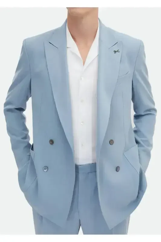 Blue Plain Zeroweight Slim Fit Suit - 7