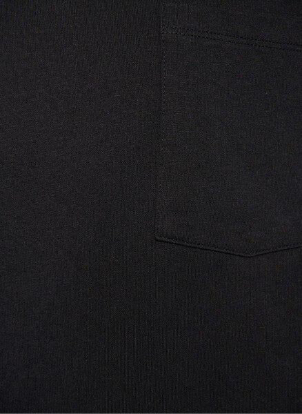 Blue Polo Collar Plain Black Men's T-Shirt - 7