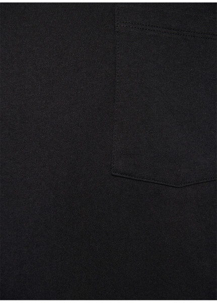 Blue Polo Collar Plain Black Men's T-Shirt - 14