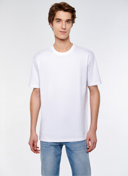 Blue Polo Collar Plain White Men's T-Shirt 066249-620 SHORT SLEEVE T-SHIRT White - 1