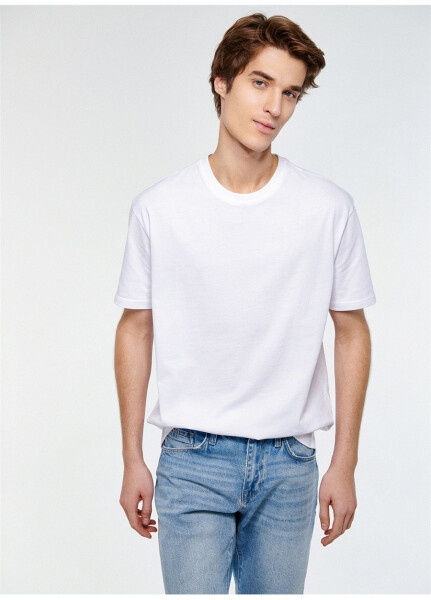 Blue Polo Collar Plain White Men's T-Shirt 066249-620 SHORT SLEEVE T-SHIRT White - 2