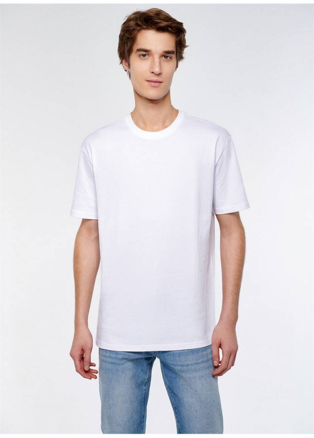 Blue Polo Collar Plain White Men's T-Shirt 066249-620 SHORT SLEEVE T-SHIRT White - 4