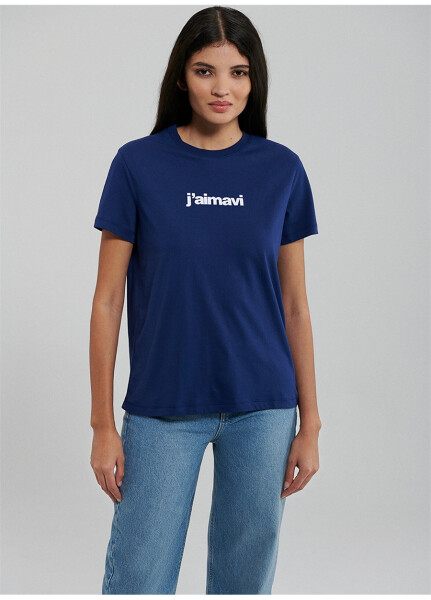 Blue Polo Neck Blue Women's T-Shirt M1612242-70722-POLO NECK LOGO T - 18