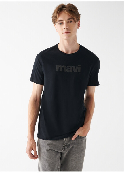 Blue Polo Neck Plain Black Men's T-Shirt 065199-900 MAVI PRINTED T-SHIRT Black - 2