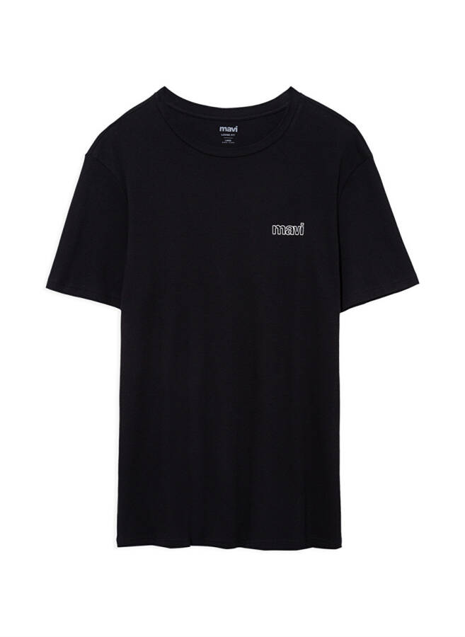 Blue Polo Neck Plain Black Men's T-Shirt M0610360-900_BASIC T-SHIRT - 7