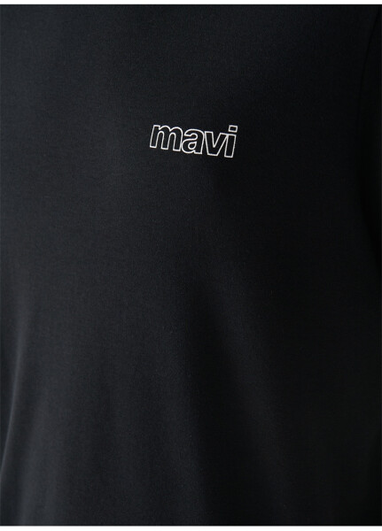 Blue Polo Neck Plain Black Men's T-Shirt M0610360-900_BASIC T-SHIRT - 13