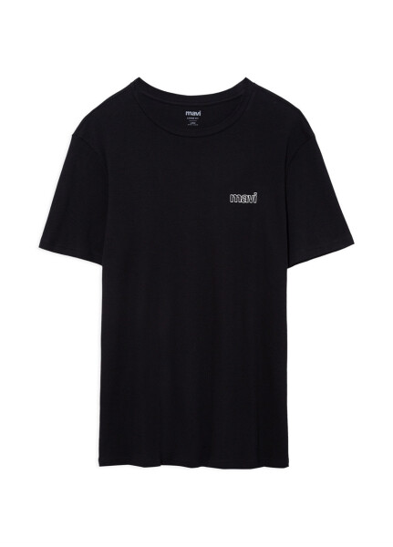 Blue Polo Neck Plain Black Men's T-Shirt M0610360-900_BASIC T-SHIRT - 14