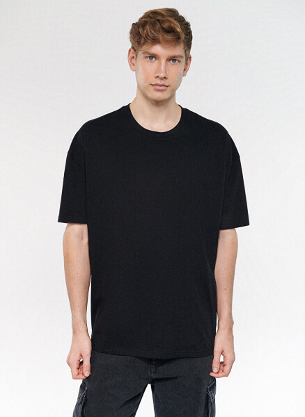 Blue Polo Neck Plain Black Men's T-Shirt M066902-900_TİŞÖRT - 3