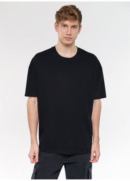 Blue Polo Neck Plain Black Men's T-Shirt M066902-900_TİŞÖRT - 9