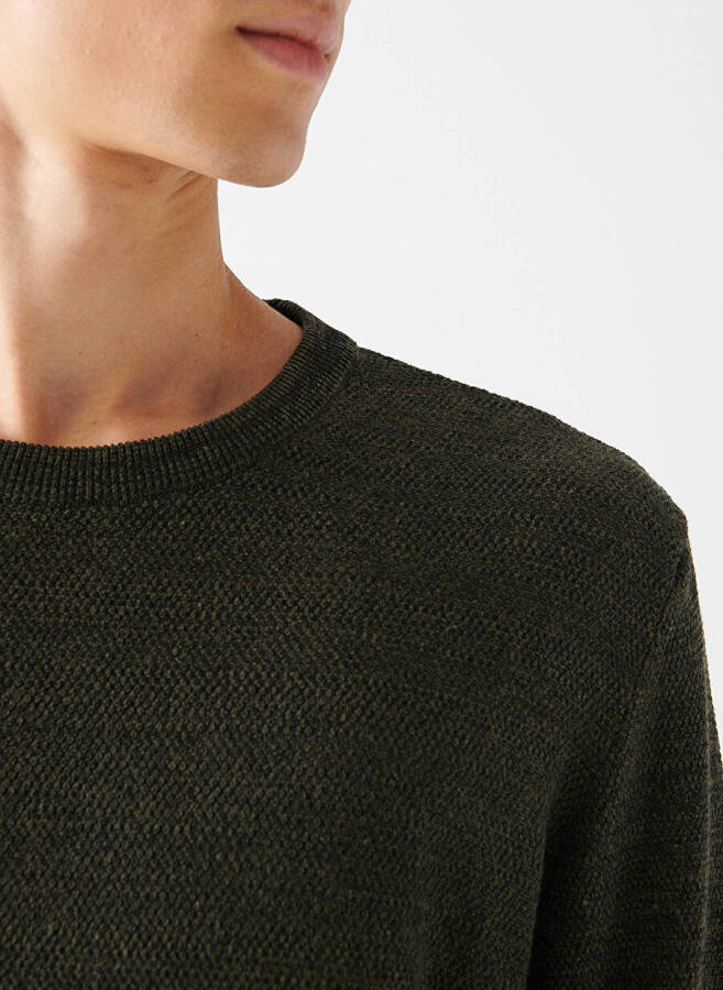 Blue Polo Neck Plain Khaki Men's Sweater M070781-34343 - 11