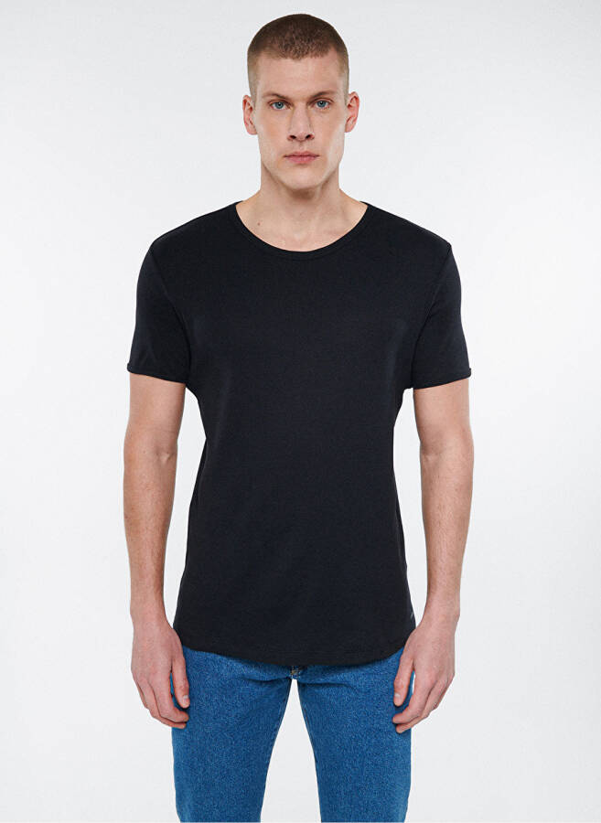 Blue Polo Neck Slim Fit Solid Black Men's T-Shirt - 2