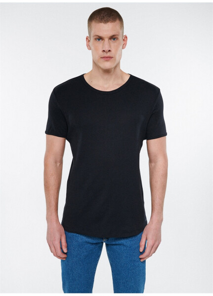 Blue Polo Neck Slim Fit Solid Black Men's T-Shirt - 8