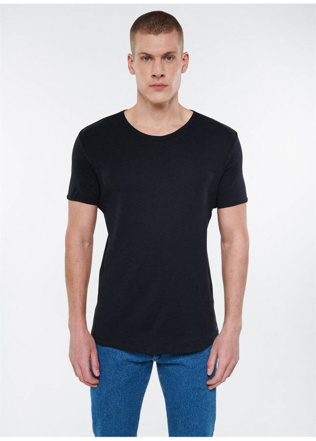 Blue Polo Neck Slim Fit Solid Black Men's T-Shirt - 8