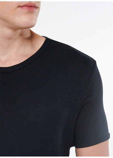 Blue Polo Neck Slim Fit Solid Black Men's T-Shirt - 11