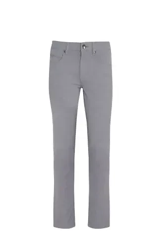 Blue Regular Fit Patterned Cotton 5 Pocket Canvas Pants - 1