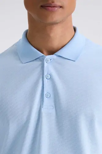 Blue Regular Fit Patterned Polo Collar T-Shirt - 3