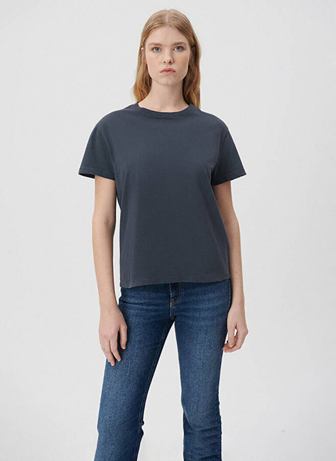 Blue Round Neck Blue Women's T-Shirt M1600955-70726 ROUND NECK T-SHIRT - 3