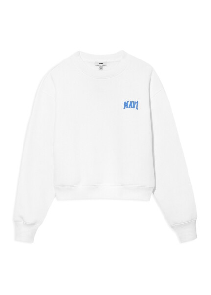 Blue Round Neck White Women's Sweatshirt M1611601-620 LOGO SHORT SWEATSHIRT B - 14