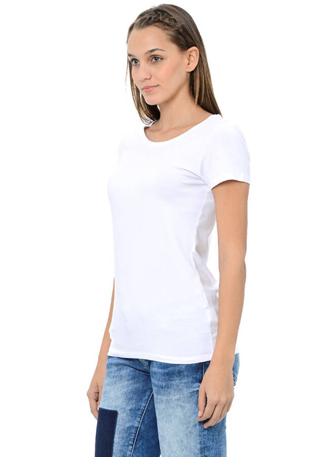 Blue Round Neck White Women's T-Shirt M162767-620 BASIC T-SHIRT - 4