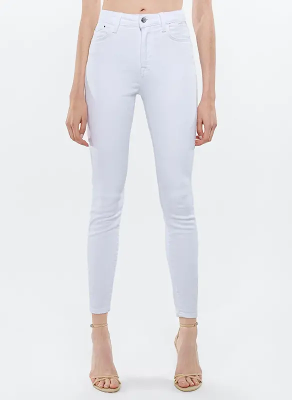 Blue Serenay High Waist Slim Fit Skinny White Women's Denim Trousers M100980-83673 - 3