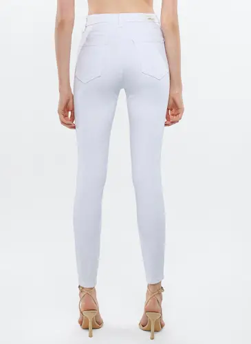 Blue Serenay High Waist Slim Fit Skinny White Women's Denim Trousers M100980-83673 - 4