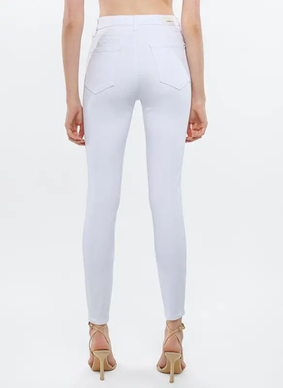 Blue Serenay High Waist Slim Fit Skinny White Women's Denim Trousers M100980-83673 - 4