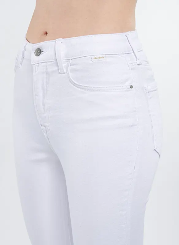 Blue Serenay High Waist Slim Fit Skinny White Women's Denim Trousers M100980-83673 - 5