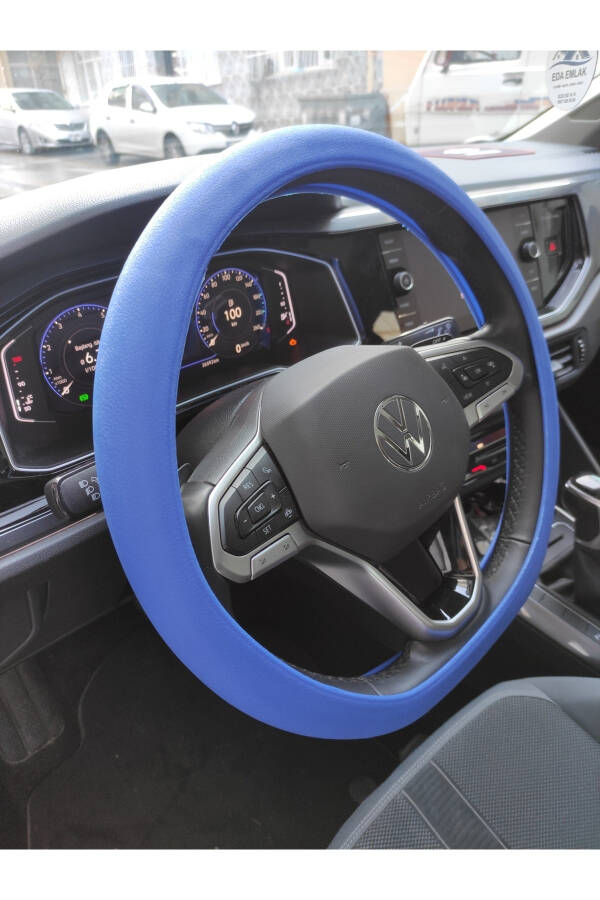 Blue Silicone Steering Wheel Cover - 1