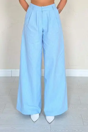 Blue Single Button Front Blazer Pants Suit - 4