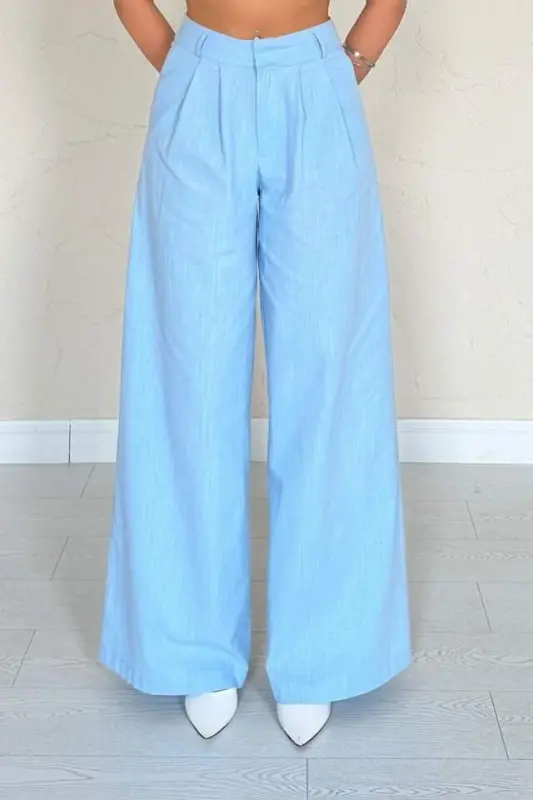 Blue Single Button Front Blazer Pants Suit - 4
